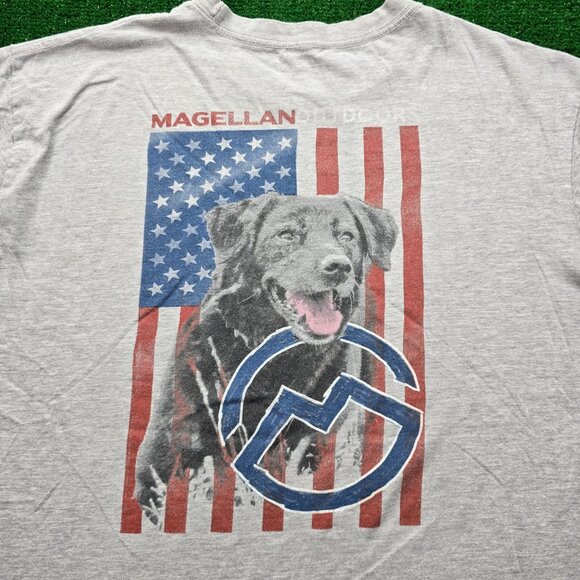 Magellan Tshirt Men XL Gray Short Sleeve USA Flag Labrador Dog Patriotic Outdoor - Picture 8 of 8